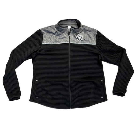 Official NFL Raiders Light Weight Grey and Black Zip Up Women’s Jacket 3X - Picture 1 of 9